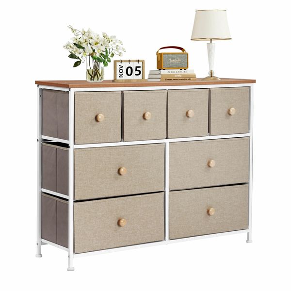 Chest of 8 Drawers Tallboy Cabinet Dresser TV Storage Unit Wardrobe Table Entertainment Stand Closet Organizer Bedroom Organiser Furniture Oak