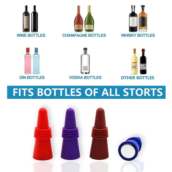 Wine Stoppers Beverage Bottle Sealer Soft Silicone Wine Bottle Stoppers Corks with Grip Top for Keeping Wine Champagne Fresh,8 Pack