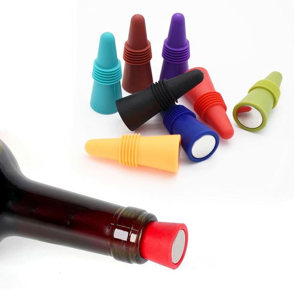 Wine Stoppers Beverage Bottle Sealer Soft Silicone Wine Bottle Stoppers Corks with Grip Top for Keeping Wine Champagne Fresh,8 Pack