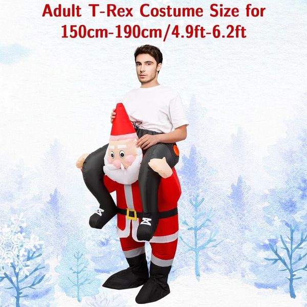 Inflatable Christmas Santa Claus Costume, Blow Up Ride On Me Shoulder Christmas Santa Claus Cosplay Suit for Youth, Adult(Santa),Suitable for Height 150-190 CM