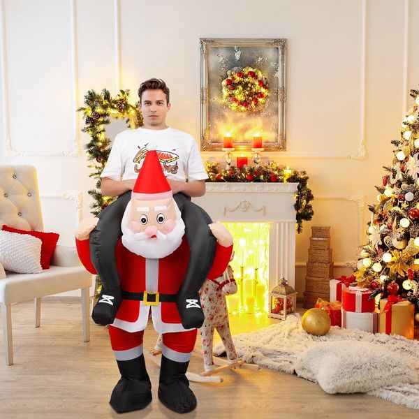 Inflatable Christmas Santa Claus Costume, Blow Up Ride On Me Shoulder Christmas Santa Claus Cosplay Suit for Youth, Adult(Santa),Suitable for Height 150-190 CM