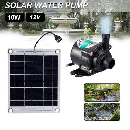 Solar Water Pump 10W 12V Brushless Solar Panel Kit Powered Fountain Pond Plastic for Fish Water Pool Garden Decoration