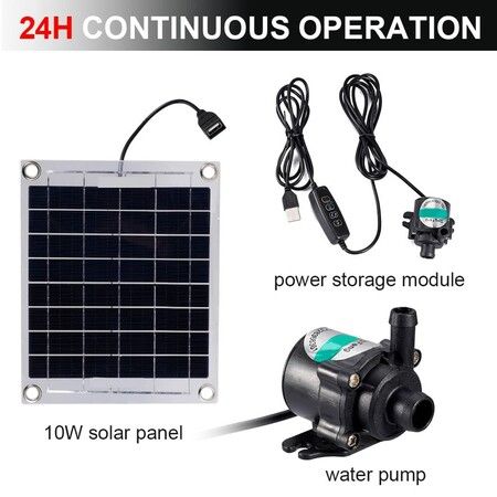 Solar Water Pump 10W 12V Brushless Solar Panel Kit Powered Fountain Pond Plastic for Fish Water Pool Garden Decoration