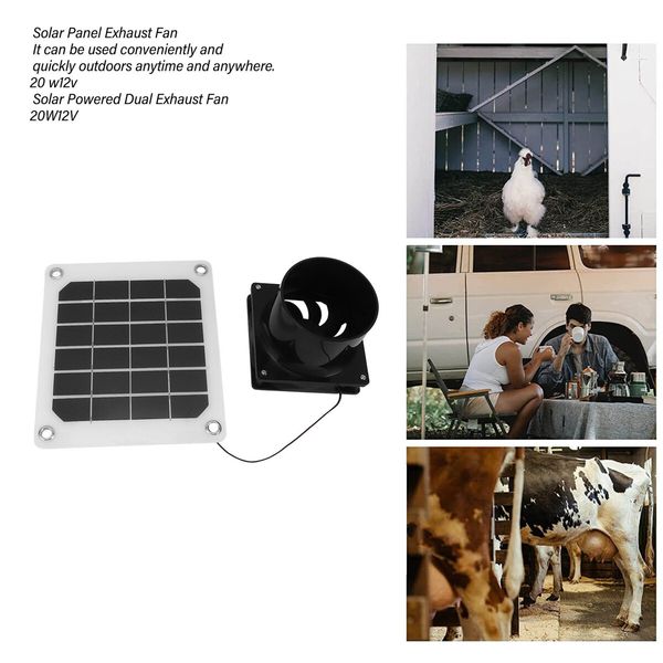 Solar Exhaust Fan Kit, High Efficiency Solar Fan 20W Strong Wind Power with Protective Net for Pet Dog Chicken Coop