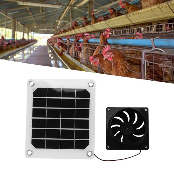 Solar Exhaust Fan Kit, High Efficiency Solar Fan 20W Strong Wind Power with Protective Net for Pet Dog Chicken Coop