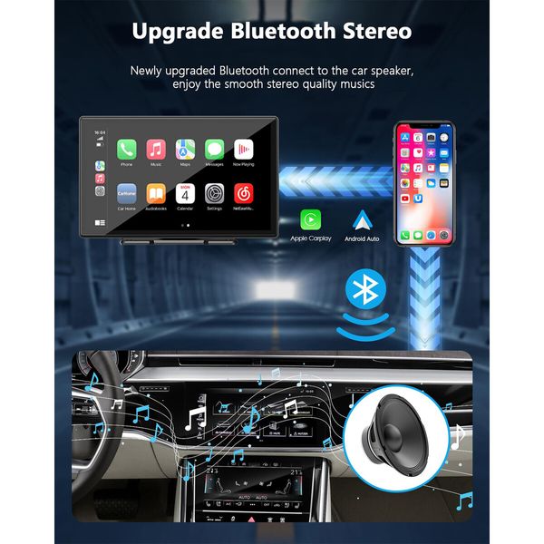 9 Inch Wireless Carplay with 1080P Reverse Camera,Portable Touch Screen Car Play Radio Audio Receiver,Car Stereo with Mirror Link,GPS Navigation,Android Auto,Bluetooth,FM,Siri