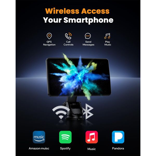 9 Inch Wireless Carplay with 1080P Reverse Camera,Portable Touch Screen Car Play Radio Audio Receiver,Car Stereo with Mirror Link,GPS Navigation,Android Auto,Bluetooth,FM,Siri