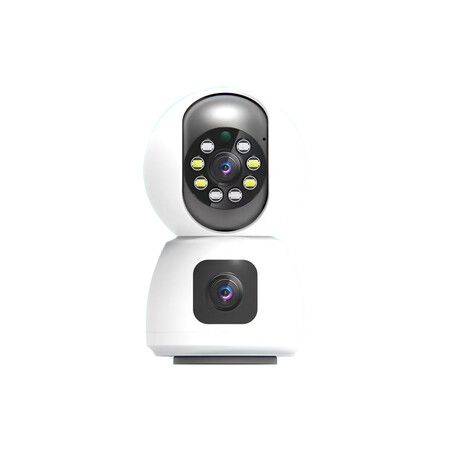 2MP X 2 Dual Lens Indoor Security Camera,WiFi Wireless Security Camera,for Home Security Camera,Motion Tracking, Night Vision,2-Way Audio with Phone App