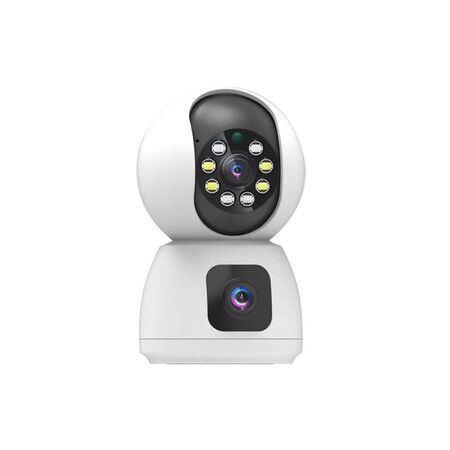 2MP X 2 Dual Lens Indoor Security Camera,WiFi Wireless Security Camera,for Home Security Camera,Motion Tracking, Night Vision,2-Way Audio with Phone App