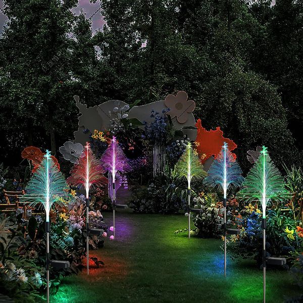 Solar Christmas Trees Lights Outdoor Decorations,Solar Tree Garden Lights Waterproof,Color Changing Solar Flower Lights Yard Stake Decor For Outside Decorative,2Pcs