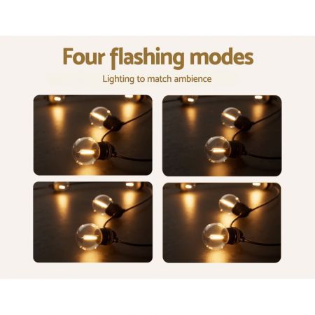 Jingle Jollys 41m Solar Festoon Lights Outdoor LED String Light Xmas Wedding