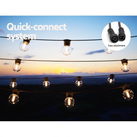 Jingle Jollys 41m Solar Festoon Lights Outdoor LED String Light Xmas Wedding