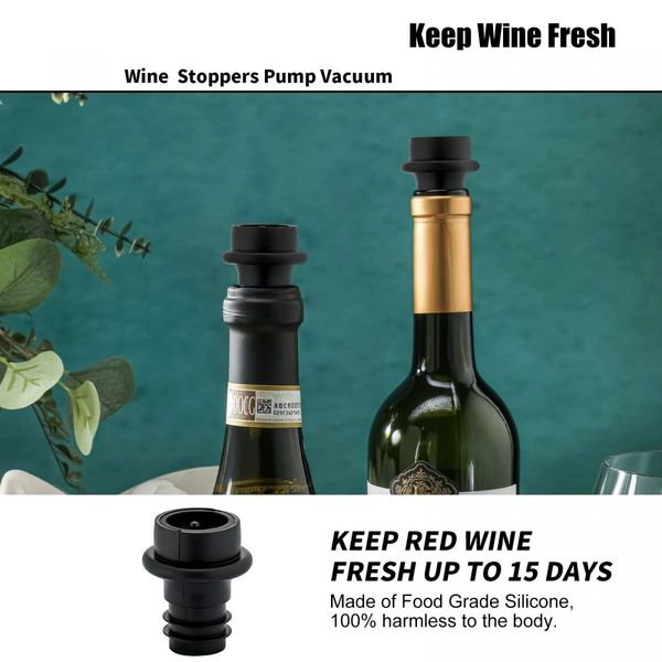 Wine Saver Pump with 4 Vacuum Stoppers,Wine Stopper,Wine Preserver,Reusable Bottle Sealer Keeps Wine Fresh,Ideal Wine Accessories Gift (Wine Pump + 4 stoppers)