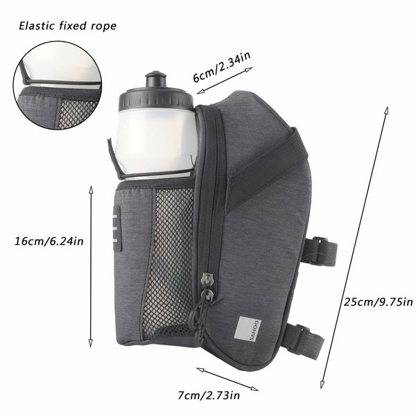 Bike Saddle Bag Waterproof Bicycle Strap-On Seat Pack Bag Cycling Wedge Water Bottle Holder