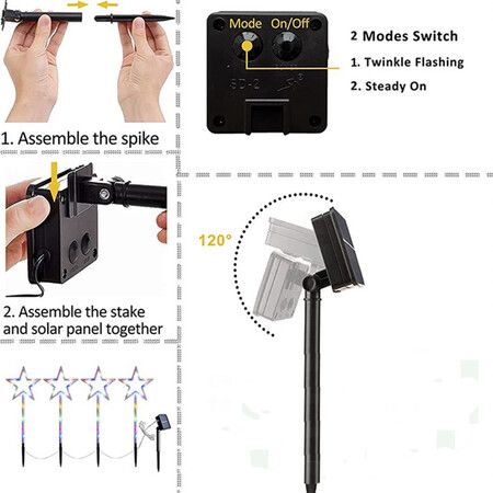 Solar Christmas Pathway Lights, Solar Powered Star Lights Christmas Decorations Outdoor