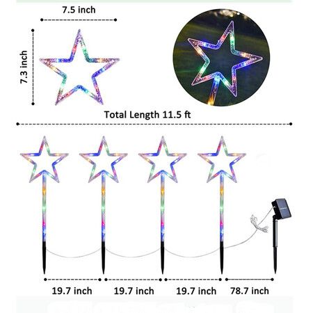 Solar Christmas Pathway Lights, Solar Powered Star Lights Christmas Decorations Outdoor