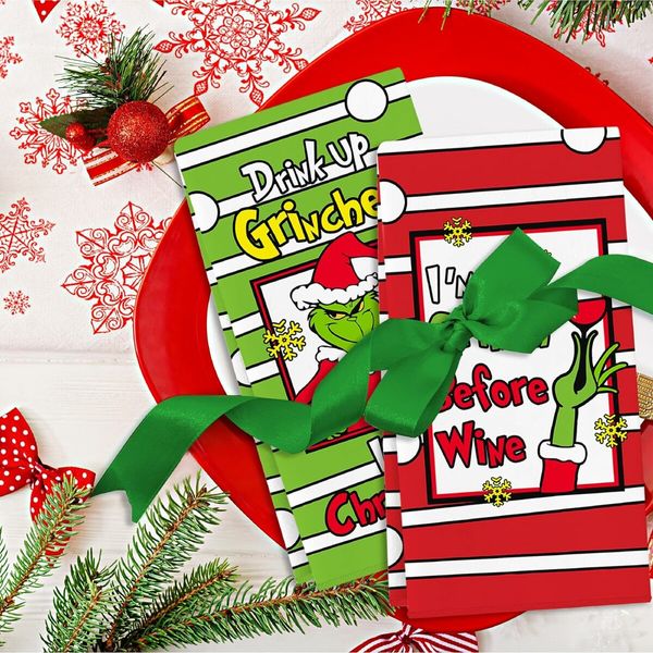 Christmas Grinch Kitchen Towels, 2 Pack Holiday Collection Dish Towels, Absorbent Bathroom Hand Towels