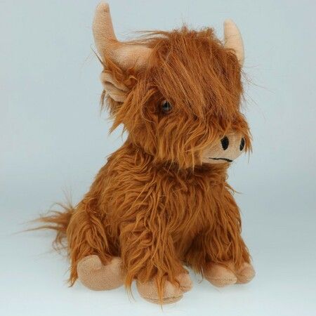 25cm Highland Cow Stuffed Animal Realistic Cow Plush Cattle Simulation Highland Cuddly Plushie Doll Farm Home Decor