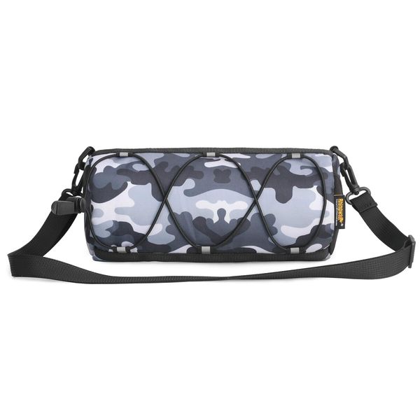 Bike Handlebar Bag Bicycle Front Bag Frame Storage Roll Bag Mountain Road Bikes Commuter Shoulder Bag (Camouflage Grey)