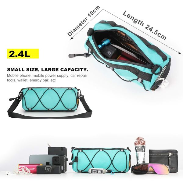 Bike Handlebar Bag Bicycle Front Bag Frame Storage Roll Bag Mountain Road Bikes Commuter Shoulder Bag (Blue)