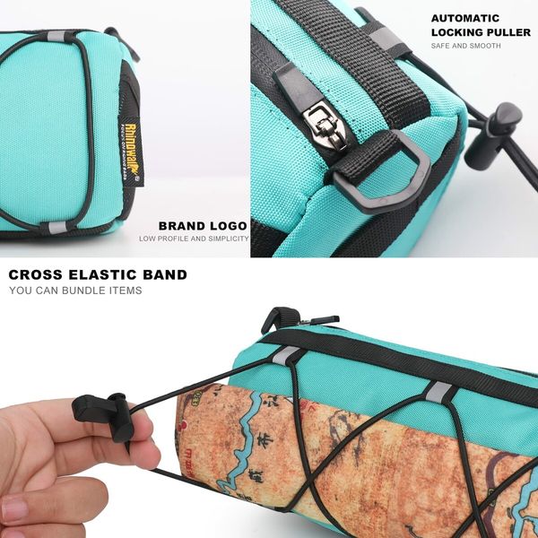 Bike Handlebar Bag Bicycle Front Bag Frame Storage Roll Bag Mountain Road Bikes Commuter Shoulder Bag (Blue)