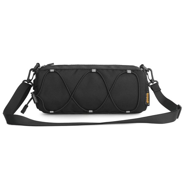 Bike Handlebar Bag Bicycle Front Bag Frame Storage Roll Bag Mountain Road Bikes Commuter Shoulder Bag (Black)