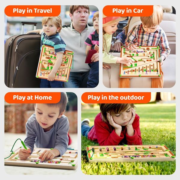 Magnetic Color and Number Maze Montessori Wooden Puzzle Activity Board Learning Educational Counting Matching Toys Toddlers Kids Boys Girls Preschoolers 3+