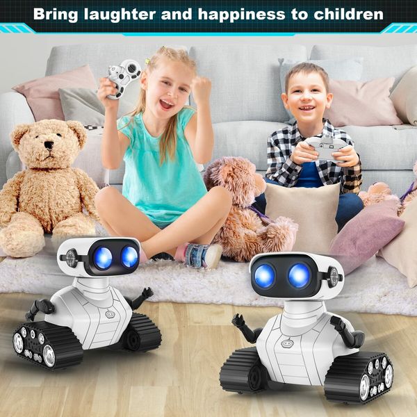 Robot Toys Rechargeable Remote Control Robots Auto-Demonstration Head & Arms, Dance Moves, Music, and Shining LED Eyes, Kids Toys Gifts  for 3+ Boys Girls