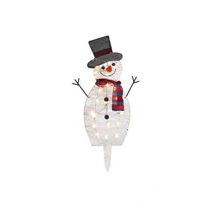 Christmas Decorations, Outdoor Lighted Snowman, 3 Pcs Waterproof 2D Plug-in Christmas Decorations for Patio Lawn Garden Party Decoration (Warm White)