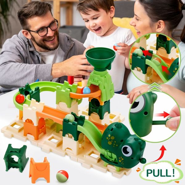 29 PCS Marble Run Upgrade Big Building Blocks for Kids,Marble Maze Track Game, Dinosaur Toys Gift Various Track Models，Christmas，Holiday Gift