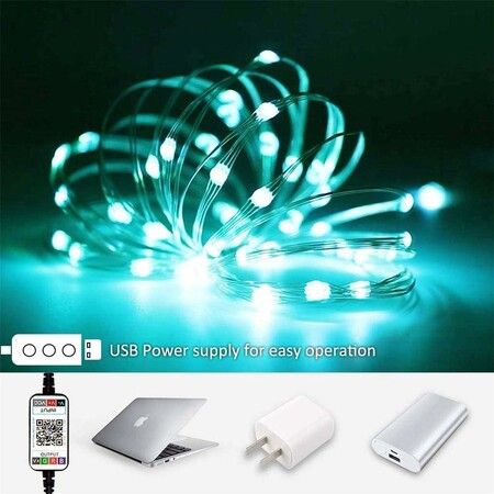 5 Meters 50 LEDS String Lights with Mobile Phone App, USB Copper Wire, Bluetooth Remote Control, Colorful LED Lights, for Christmas, Halloween