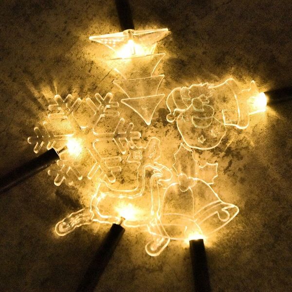 5 in 1 Christmas Solar Garden Lawn Lamp, Christmas Tree Santa Claus Snowflakes Bells Elk Solar Christmas Lights (1Pack)