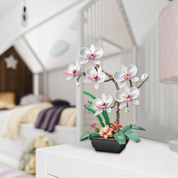 Flower Orchid Building Blocks, Plant Decoration, Artificial Building Set, Home Decoration Accessory for Adults, Botanical Collection, Ideal Gift, 581pcs