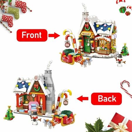 Christmas House Building Kit, Santa's Visit Block Toy Set, 788 Pieces, Great Holiday Gift Idea for Christmas Scene, Party Gift for Boys and Girls Age 6-10