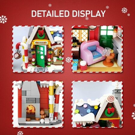 Christmas House Building Kit, Santa's Visit Block Toy Set, 788 Pieces, Great Holiday Gift Idea for Christmas Scene, Party Gift for Boys and Girls Age 6-10