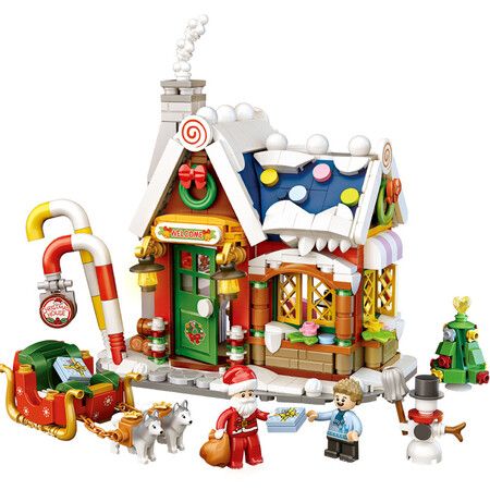 Christmas House Building Kit, Santa's Visit Block Toy Set, 788 Pieces, Great Holiday Gift Idea for Christmas Scene, Party Gift for Boys and Girls Age 6-10