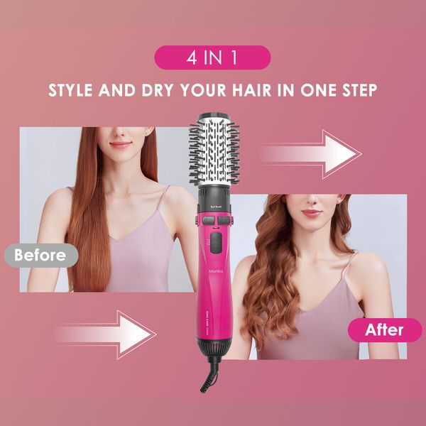 Monika 4 in 1 1200W Hair Styler Auto Curler Hot Air Brush w/ Ionic Care Tech Straightening Curling Blow Drying