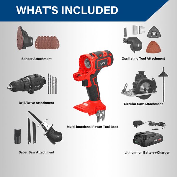 20V 5 IN1 Power Tool Combo Kit Cordless Drill Driver Sander Electric Saw