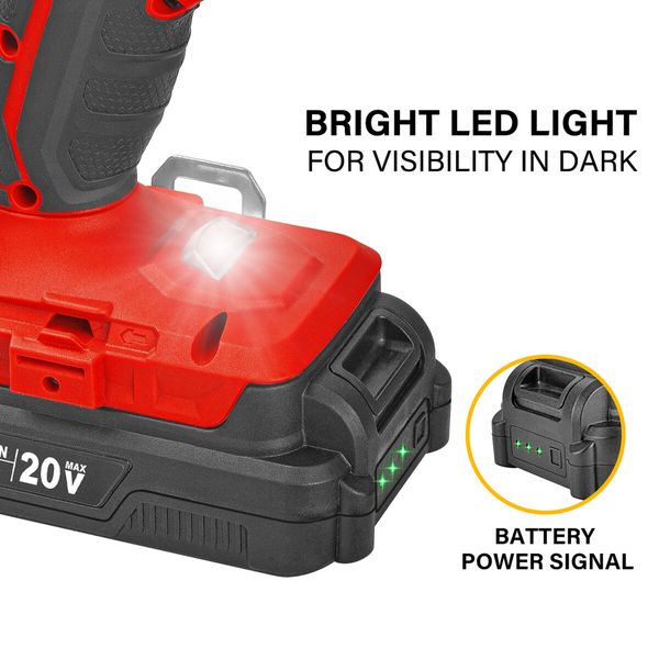 20V 5 IN1 Power Tool Combo Kit Cordless Drill Driver Sander Electric Saw w/ 2 Batteries & Tool Bag