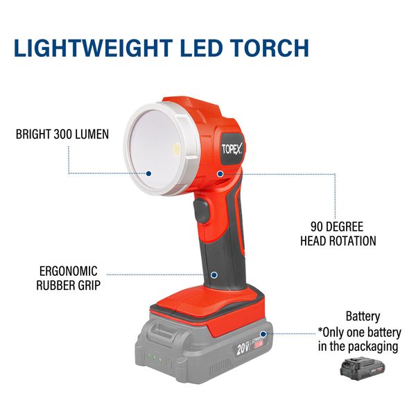 20V Cordless Combo Kit Tyre Inflator w/Lightweight LED Torch  Skin Only without Battery