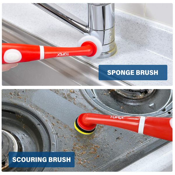 4V MAX Cordless Scrubber with 5 Replaceable Brush Heads Power Cleaning Brush for Grout/Tile/Bathroom/Shower/Bathtub