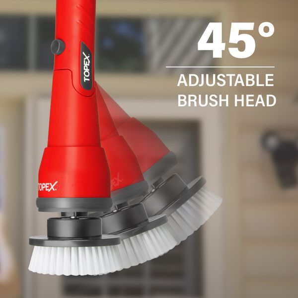 Skin Only 20V Cordless Power Scrubber With Extension Long Handle & 4 Replaceable Brush Heads,2 Speeds Power Scrubber Brush