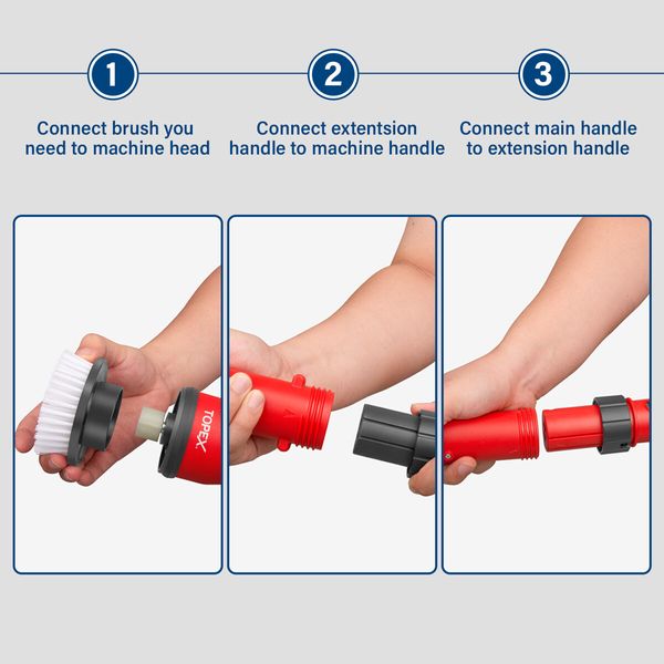 Skin Only 20V Cordless Power Scrubber With Extension Long Handle & 4 Replaceable Brush Heads,2 Speeds Power Scrubber Brush