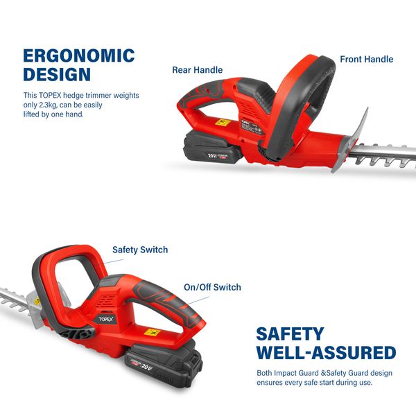 20V Cordless Hedge Trimmer for Shrub, Cutting, Trimming, Pruning