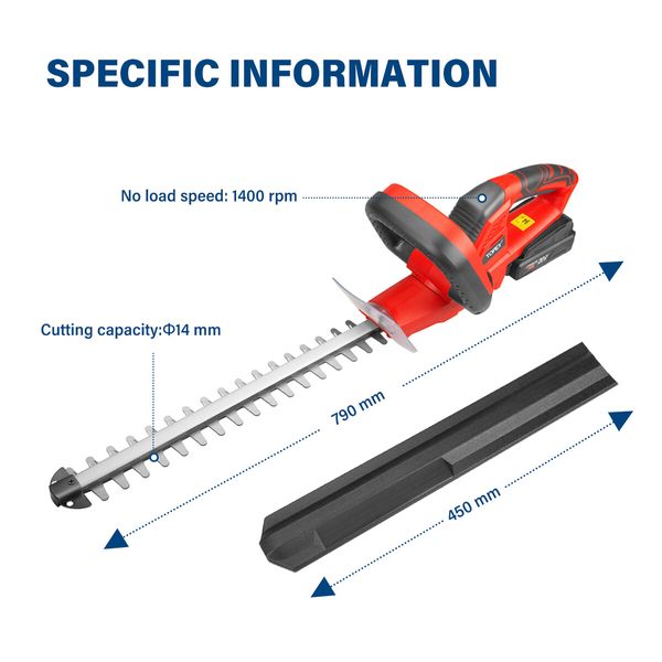 20V Cordless Hedge Trimmer for Shrub, Cutting, Trimming, Pruning