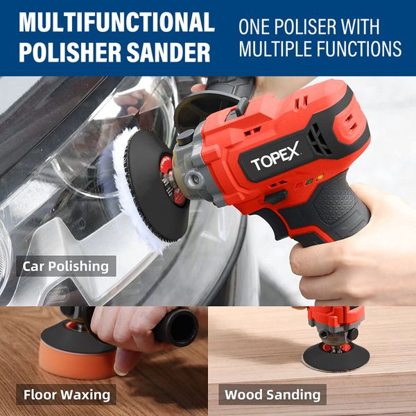 12V Cordless Polisher Lithium-Ion LED Torch w/ Battery & Charger