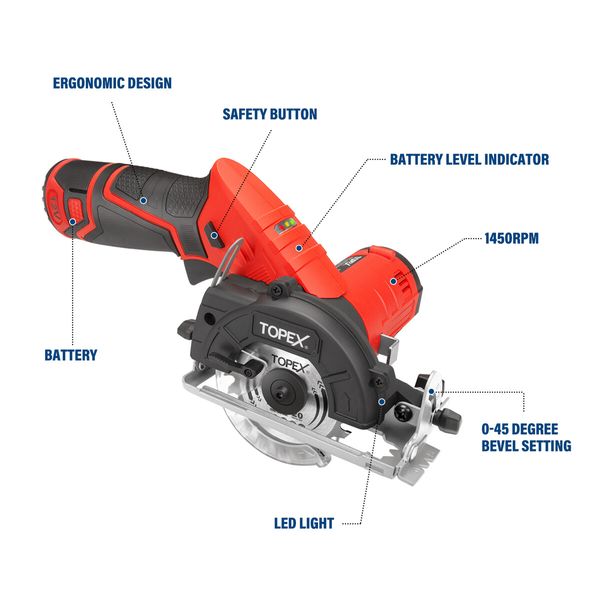 12V Max Cordless Circular Saw 85 mm Compact Lightweight w/ Battery & Charger