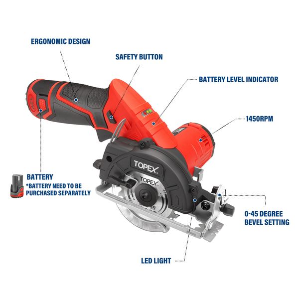 12V Max Cordless Circular Saw 85mm Compact Lightweight Skin Only without Battery