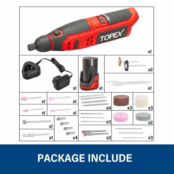 12V Cordless Rotary Tool Speed 5000-25000rpm With 12V 2.0Ah Lithium-Ion Battery&14.4V /0.4A charger