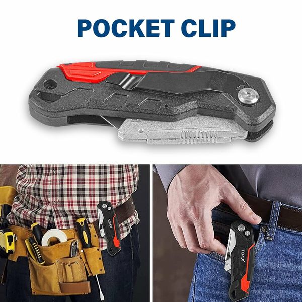 Deluxe Folding Utility Knife 2 Piece Lock Back Auto Load Total 58 Blades